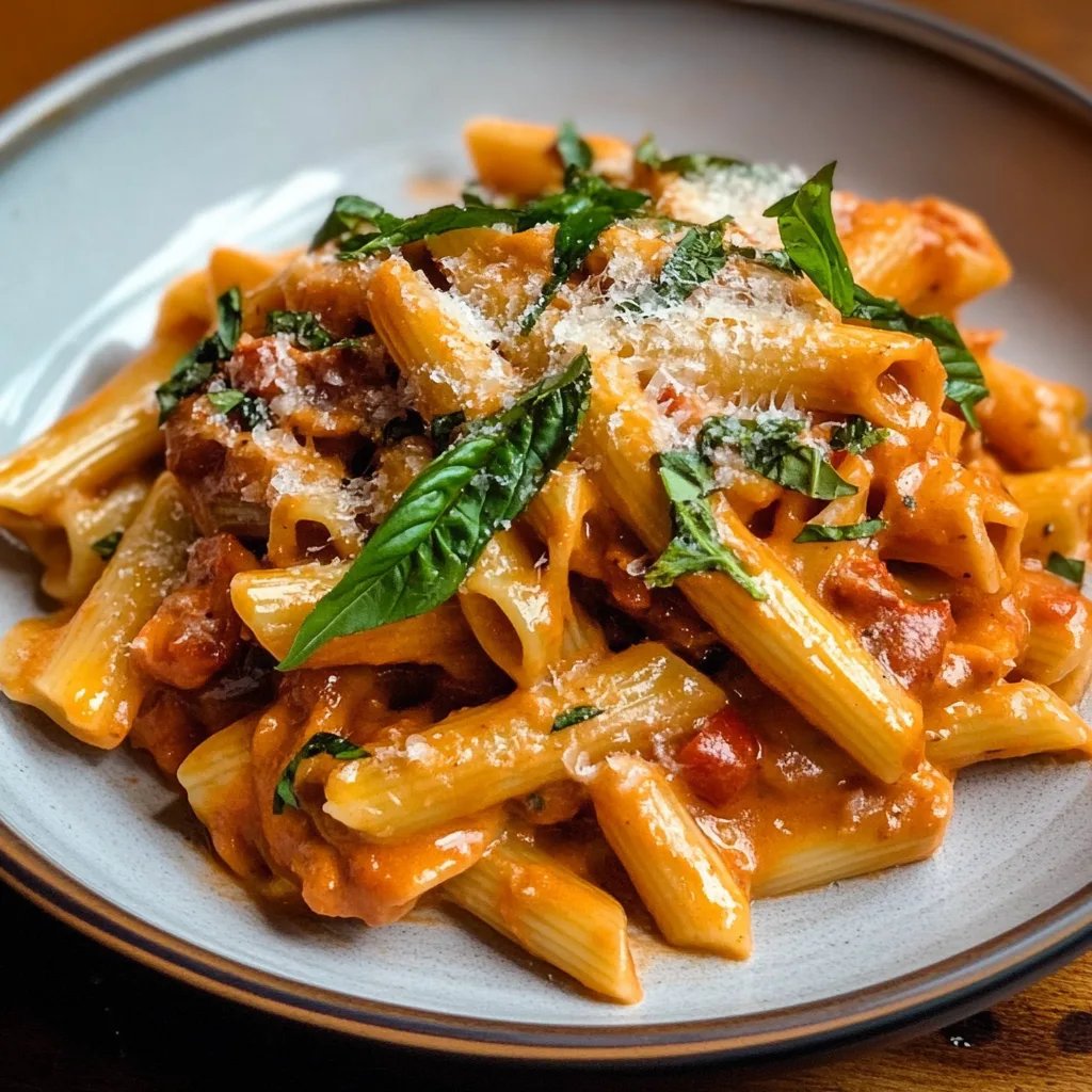 High Protein Creamy Roasted Red Pepper Pasta