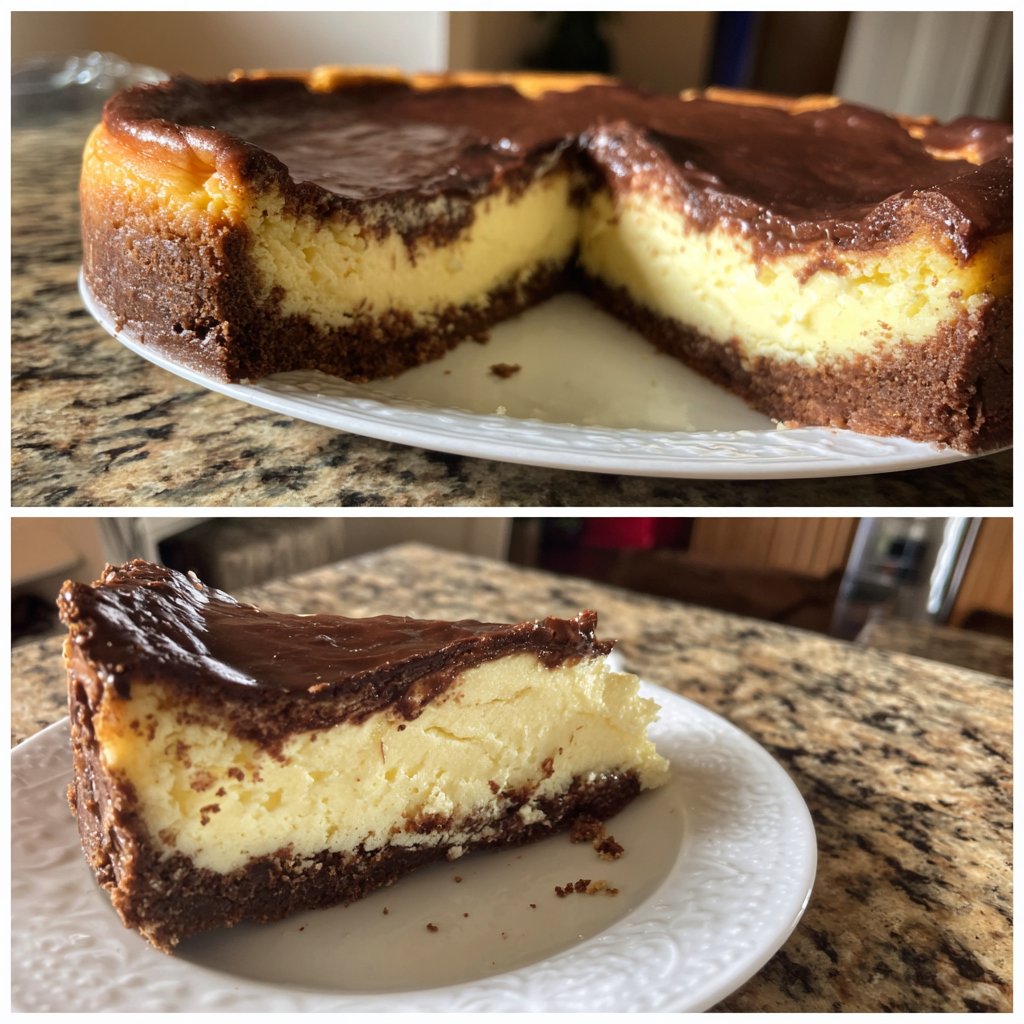 Käsekuchen mit Schokoboden