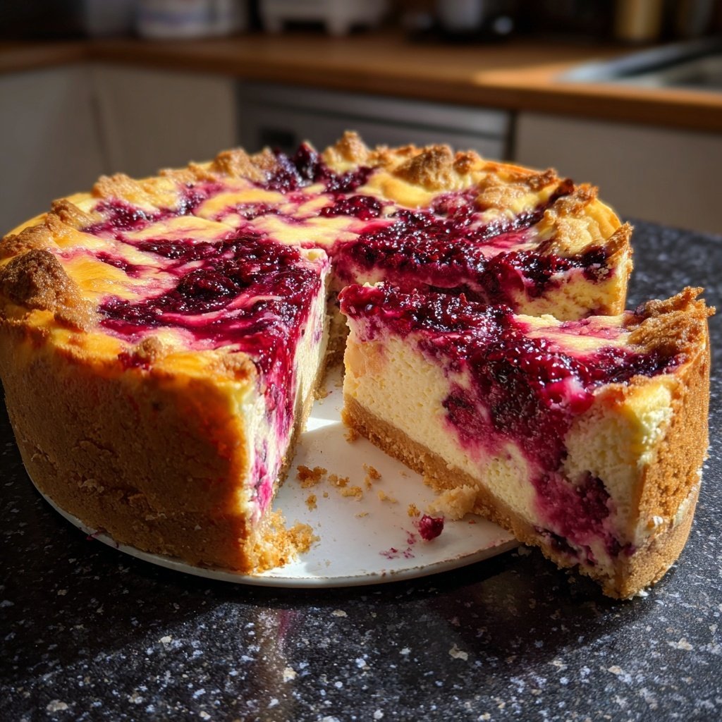 Käsekuchen mit Beeren-Swirl