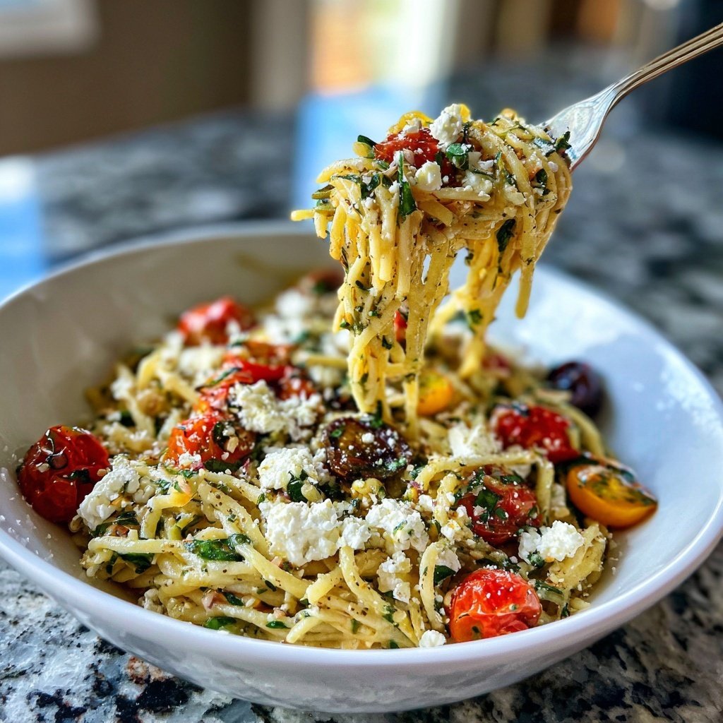 Mediterraner Nudelsalat Mit Feta