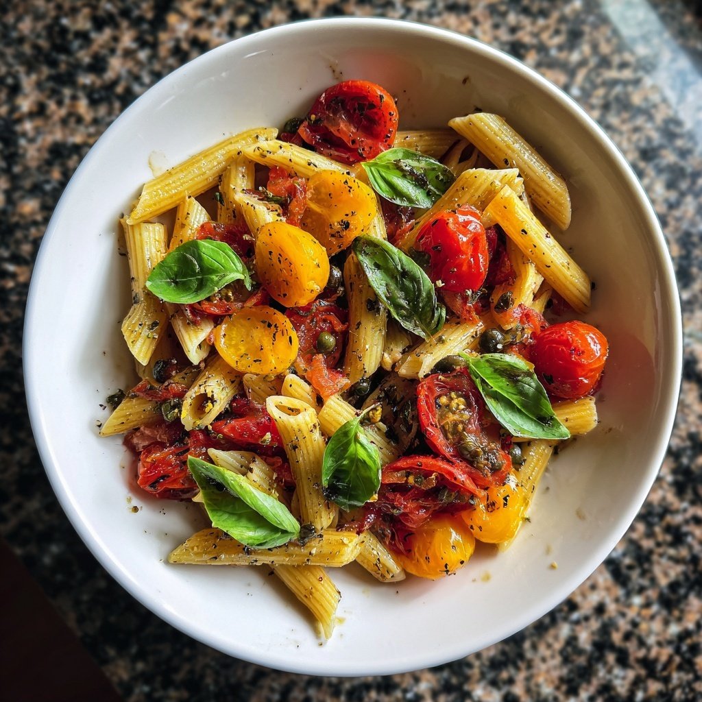 Mediterraner Nudelsalat Mit Kapern