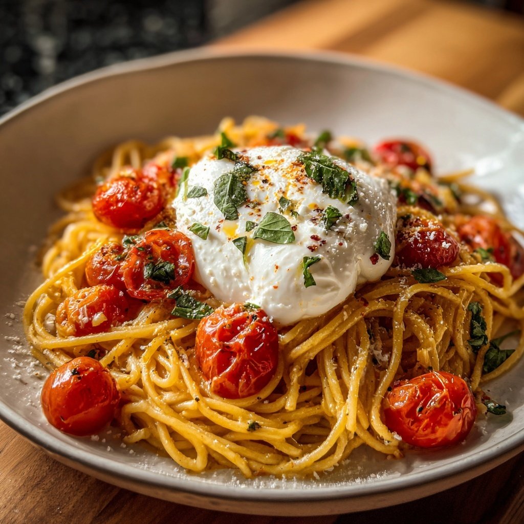 Spaghetti mit Kirschtomaten und Burrata