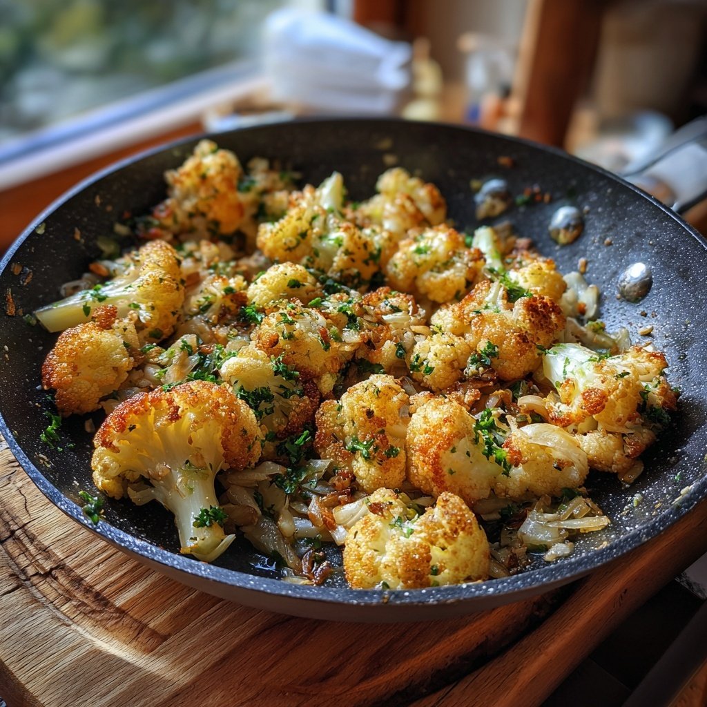 Blumenkohlpfanne mit Knoblauch