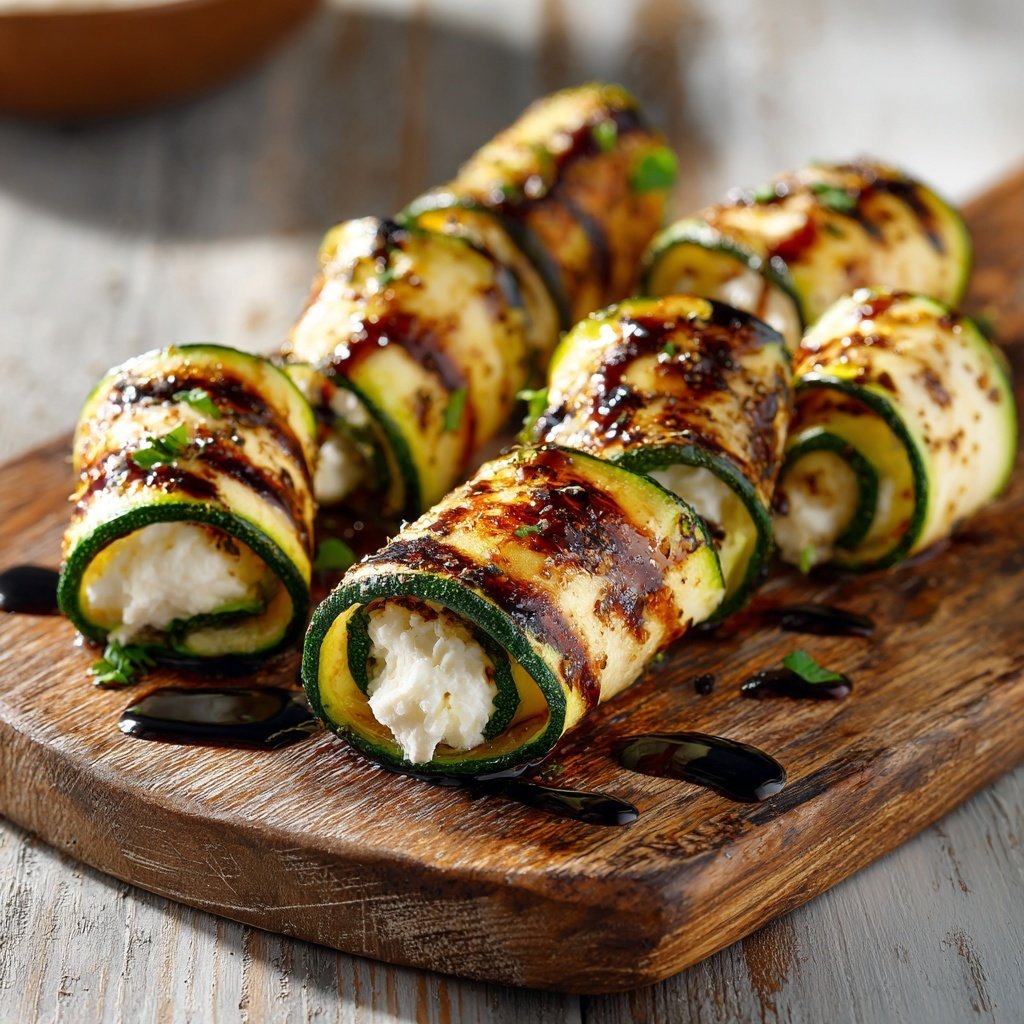 Gegrillte Zucchini Röllchen Mit Frischkäse