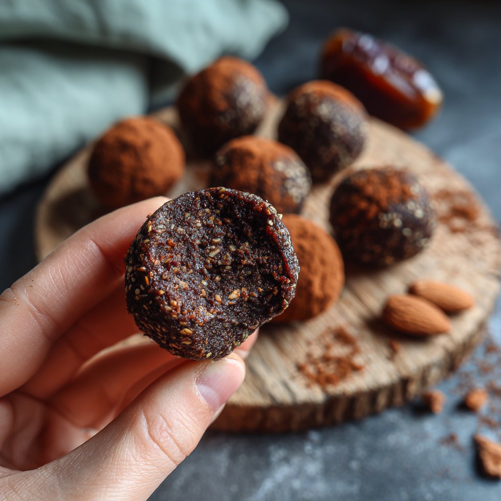 Protein Bällchen mit Kakao und Datteln