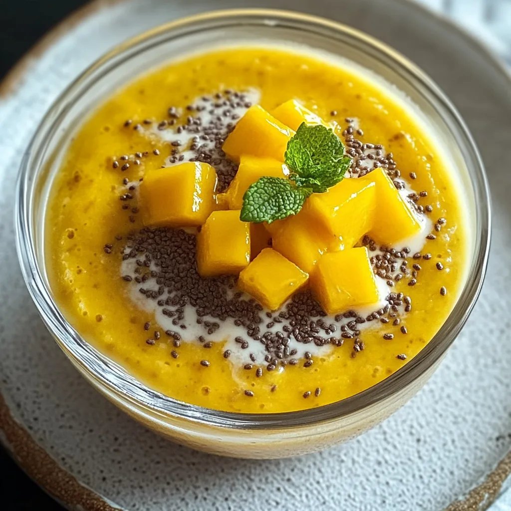 Einfache Mango Kokos-Chia-Pudding