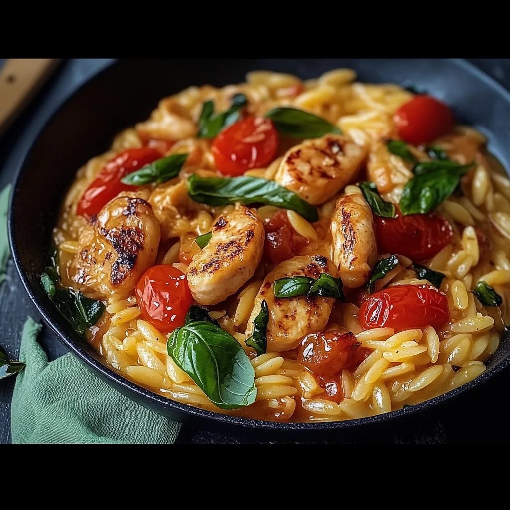 Cremige Orzo-Pfanne mit Hähnchen